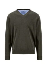 Fynch Hatton V-Neck Superfine Sweater - Green - M