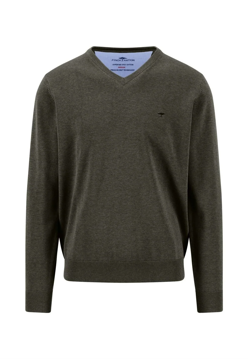 Fynch Hatton V-Neck Superfine Sweater - Green - M