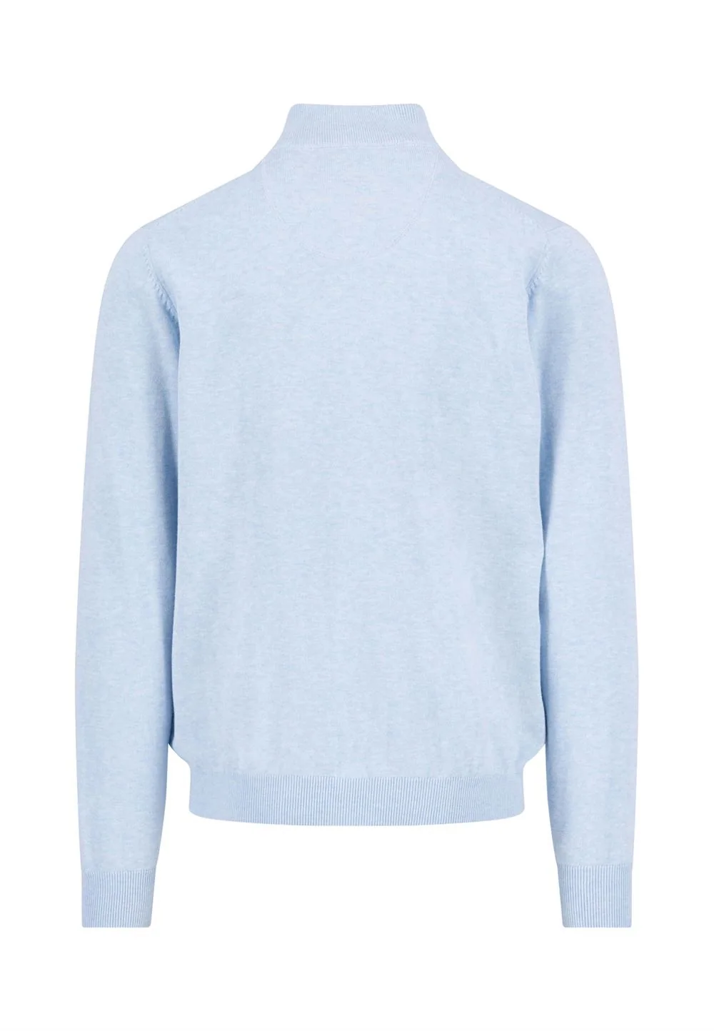 Fynch Hatton Fine Knit Cotton 1/4 Zip Sweater - Breeze Blue - 2XL
