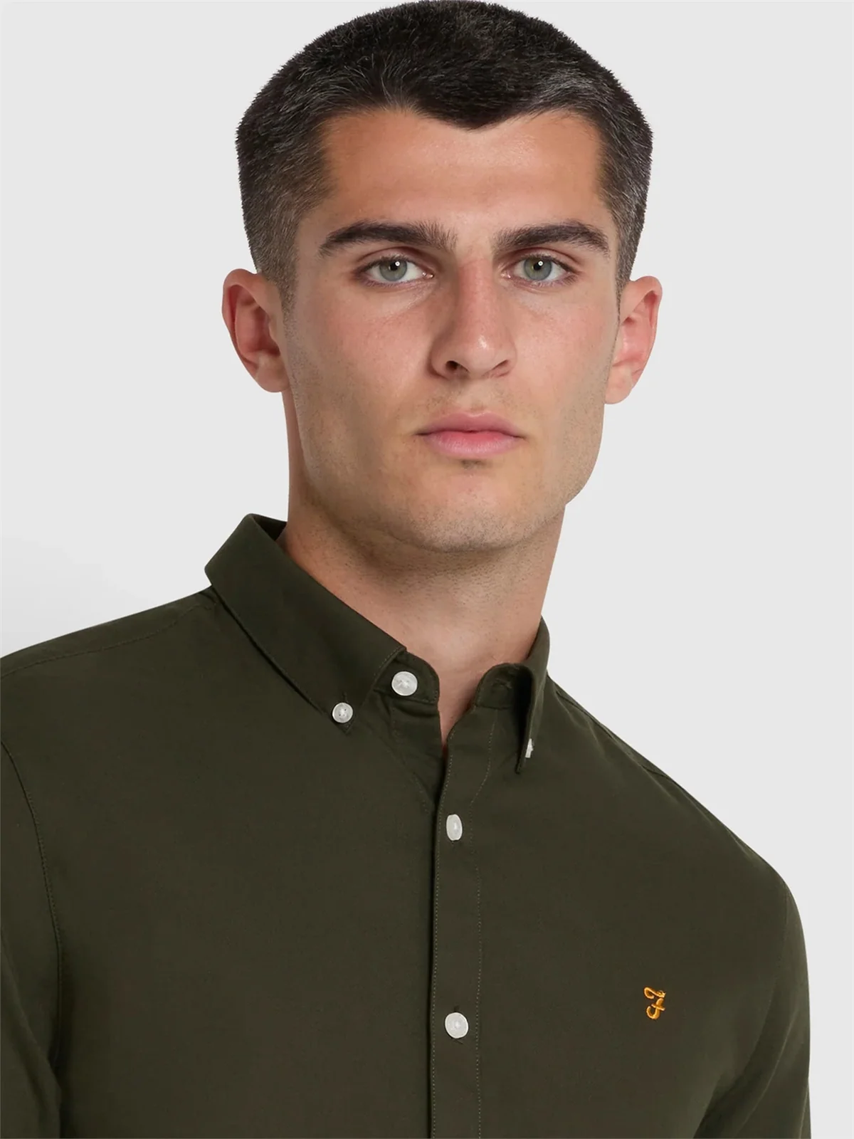Farah Brewer Slim Fit Organic Cotton Oxford Shirt - DK Green - XL