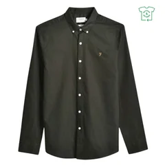 Farah Brewer Slim Fit Organic Cotton Oxford Shirt - DK Green - XL