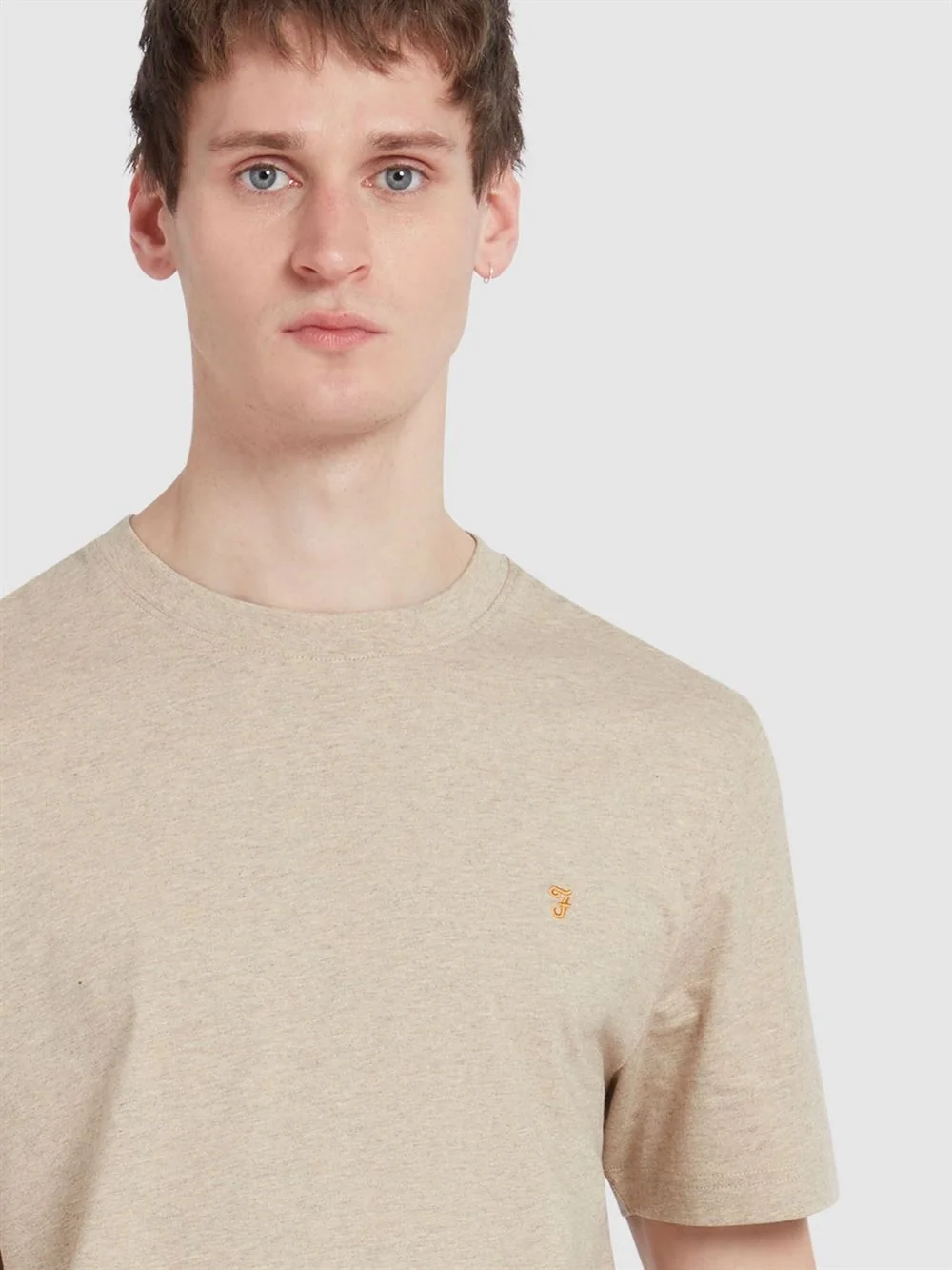 Farah Danny Organic Cotton Regular Fit T-shirt - Hazelnut Marl - XS