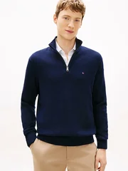 Tommy Hilfiger Pima Half-Zip Jumper With Cashmere - Navy - S