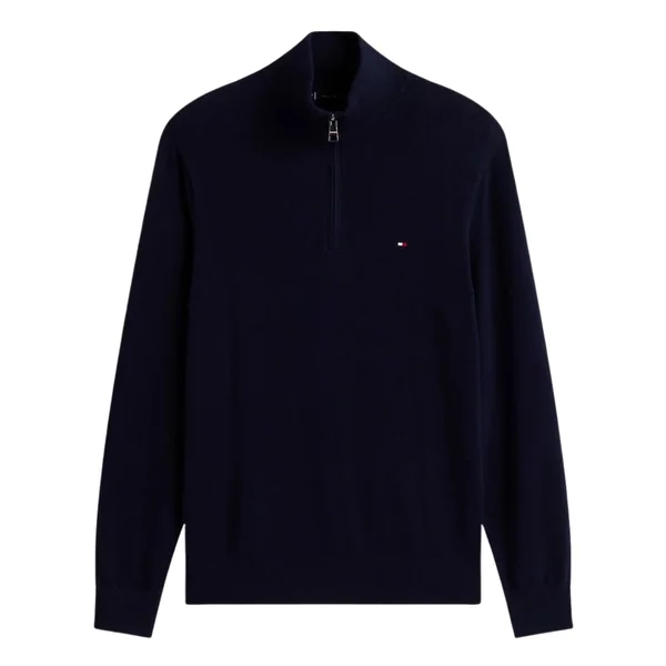 Tommy Hilfiger Pima Half-Zip Jumper With Cashmere - Navy - S