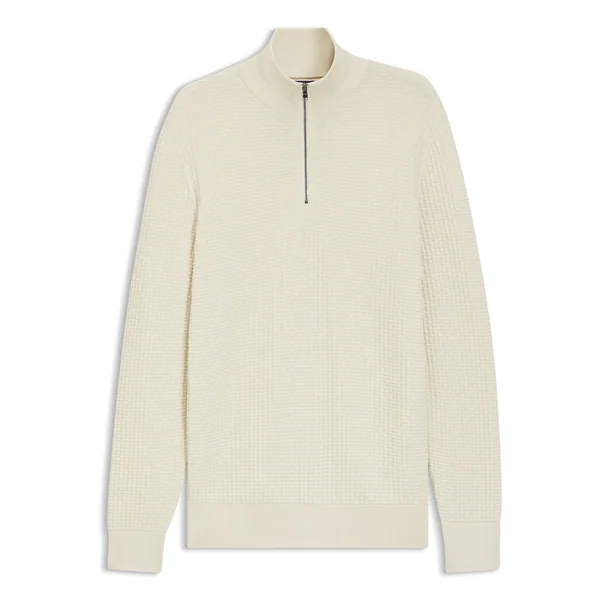 Boss H-Ulicio Cotton Quater Zip Sweater - White - XL
