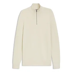 Boss H-Ulicio Cotton Quater Zip Sweater - White - XL