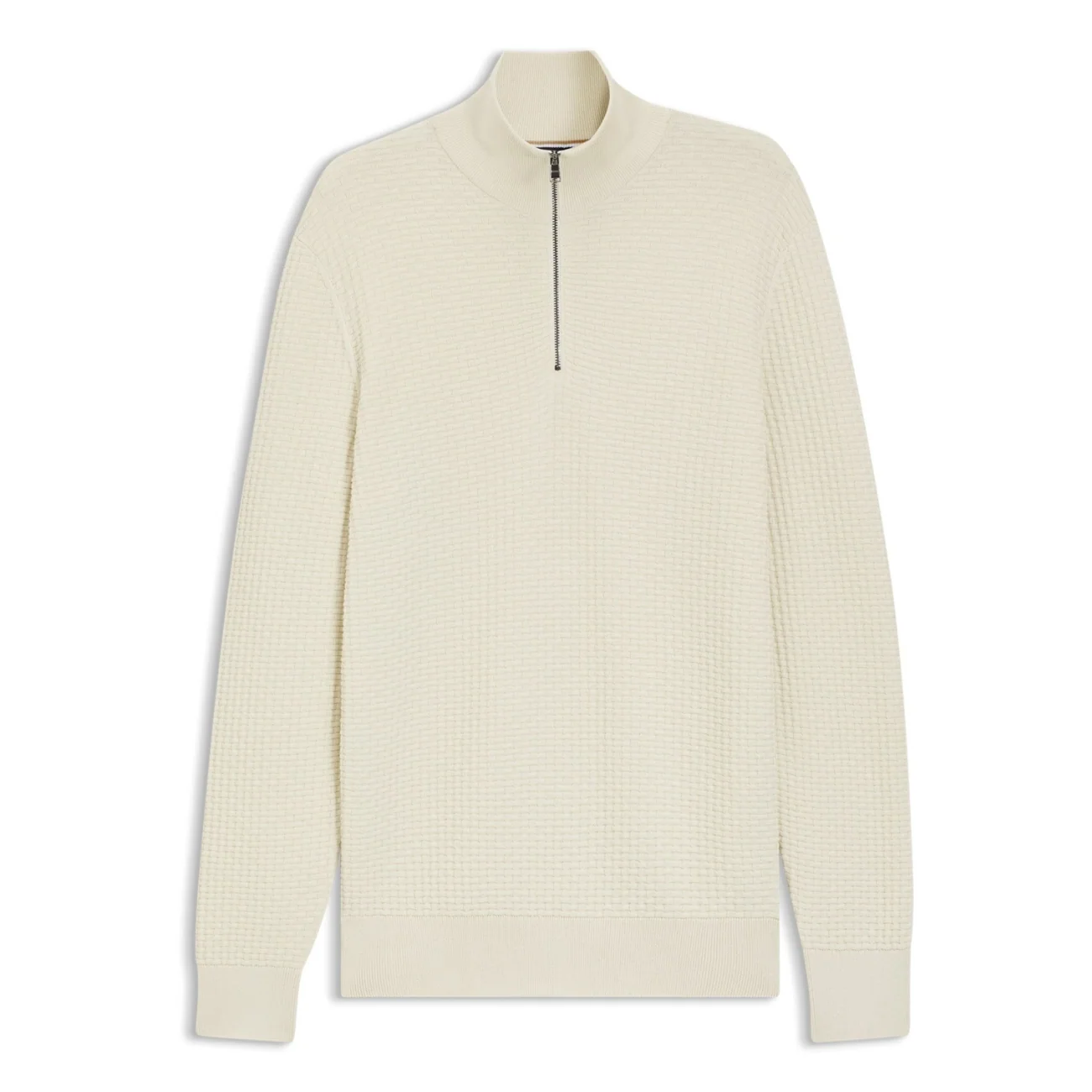 Boss H-Ulicio Cotton Quater Zip Sweater - White - XL