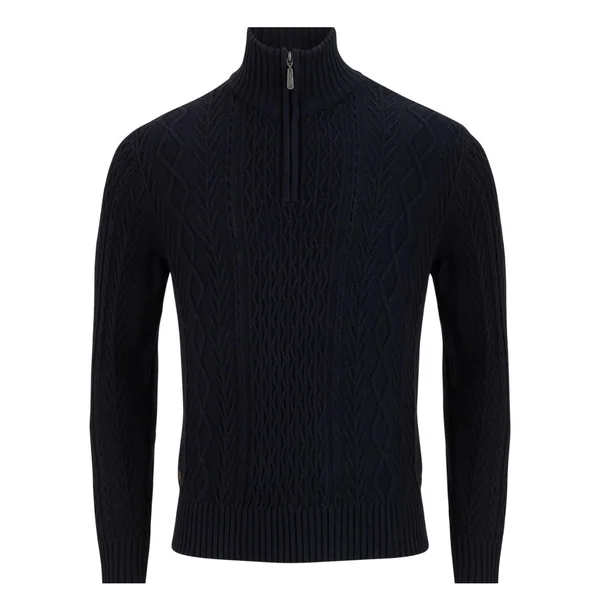 6th Sense Aran 1/4 Zip Jumper - Navy - XL