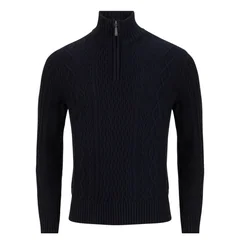 6th Sense Aran 1/4 Zip Jumper - Navy - XL