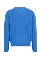 Fynch Hatton Fine Knit Cotton Crewneck Sweater - Blue - XL