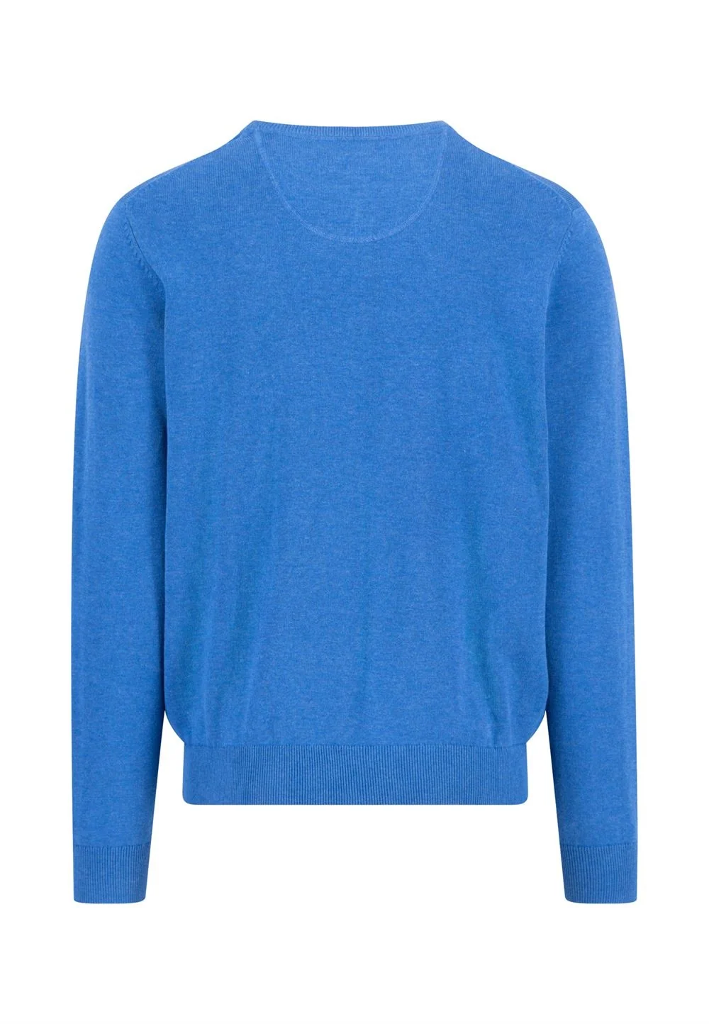 Fynch Hatton Fine Knit Cotton Crewneck Sweater - Blue - XL