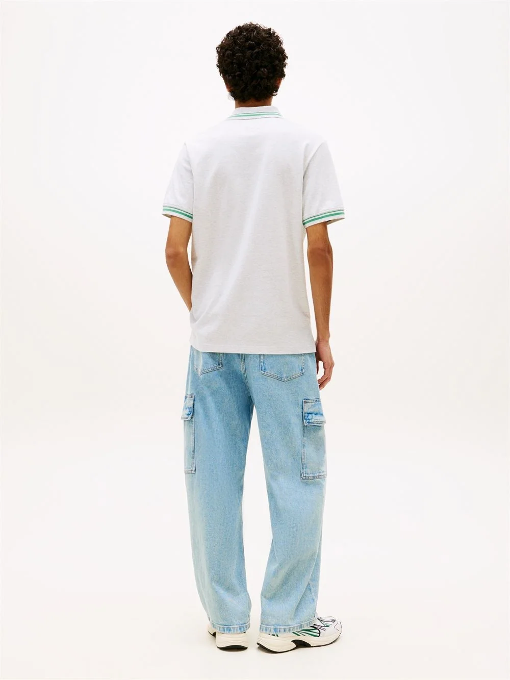 Tommy Jeans Tommy Flag Regular Fit Tipped Polo Shirt - Grey - M