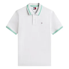 Tommy Jeans Tommy Flag Regular Fit Tipped Polo Shirt - Grey - M