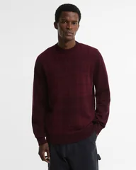Barbour Mineral Tartan Crew Neck Jumper - Wine - M