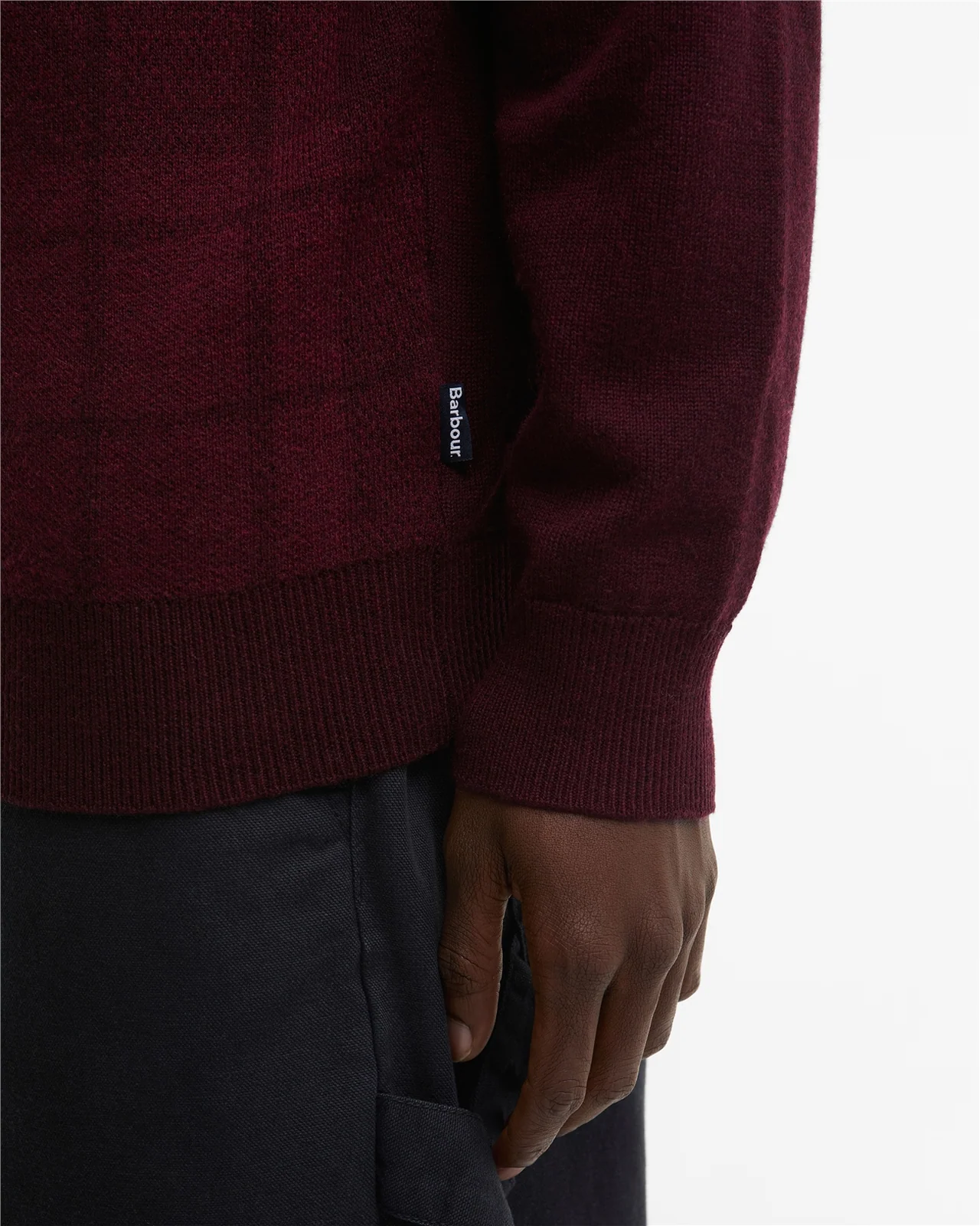 Barbour Mineral Tartan Crew Neck Jumper - Wine - M