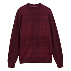 Barbour Mineral Tartan Crew Neck Jumper - Wine - M