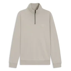 Boss Zetrust Cotton-Terry Half Zip Sweatshirt - Grey - M