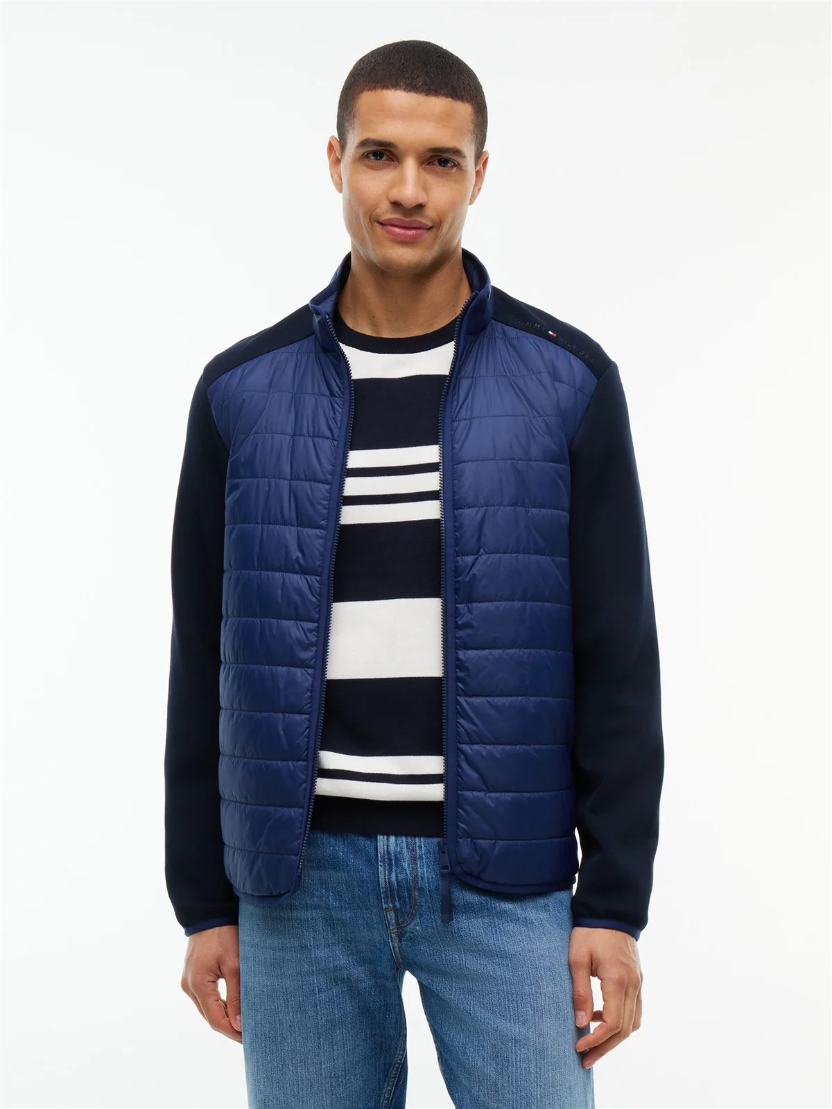Tommy Hilfiger Mixed Media Color Block Jacket - Navy - XL
