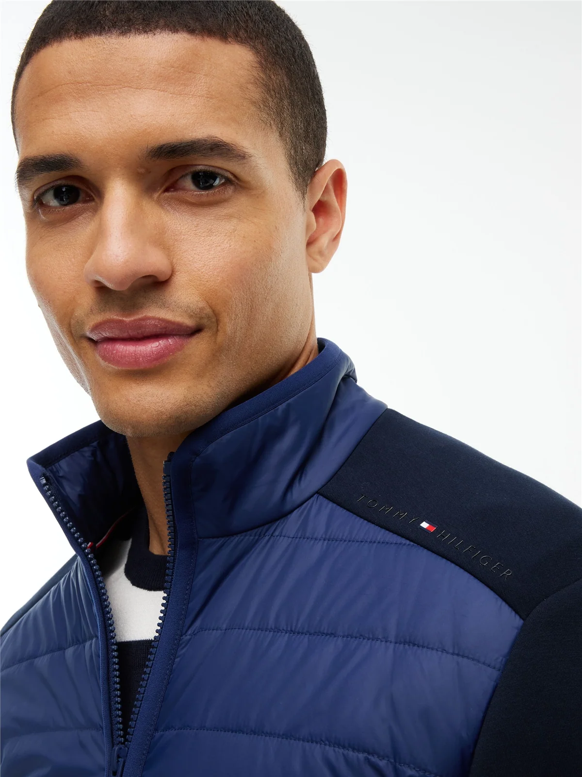 Tommy Hilfiger Mixed Media Color Block Jacket - Navy - XL