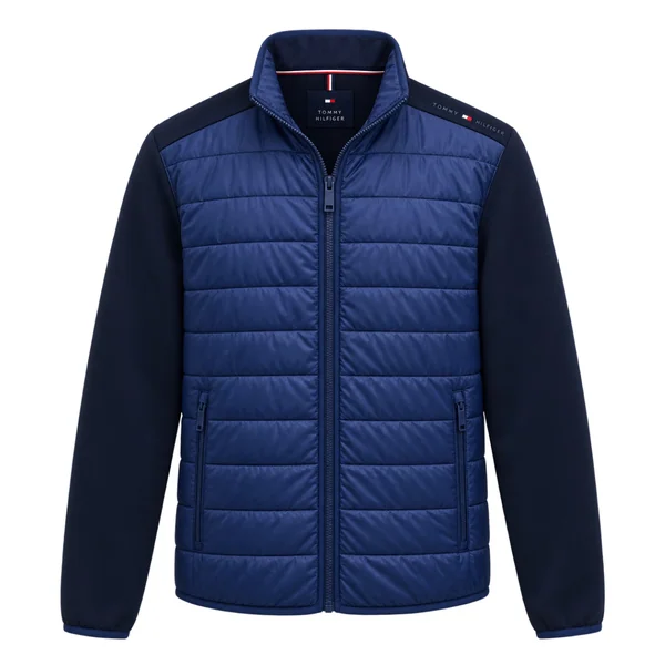 Tommy Hilfiger Mixed Media Color Block Jacket - Navy - XL