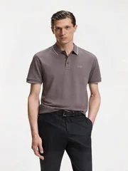 Boss Parlay Contrast Tipped Polo Shirt - Purple - L