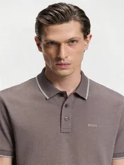 Boss Parlay Contrast Tipped Polo Shirt - Purple - L