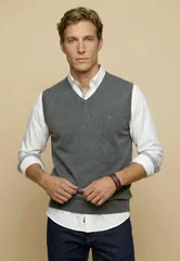Fynch Hatton Slipover Superfine Sweater - Grey - M