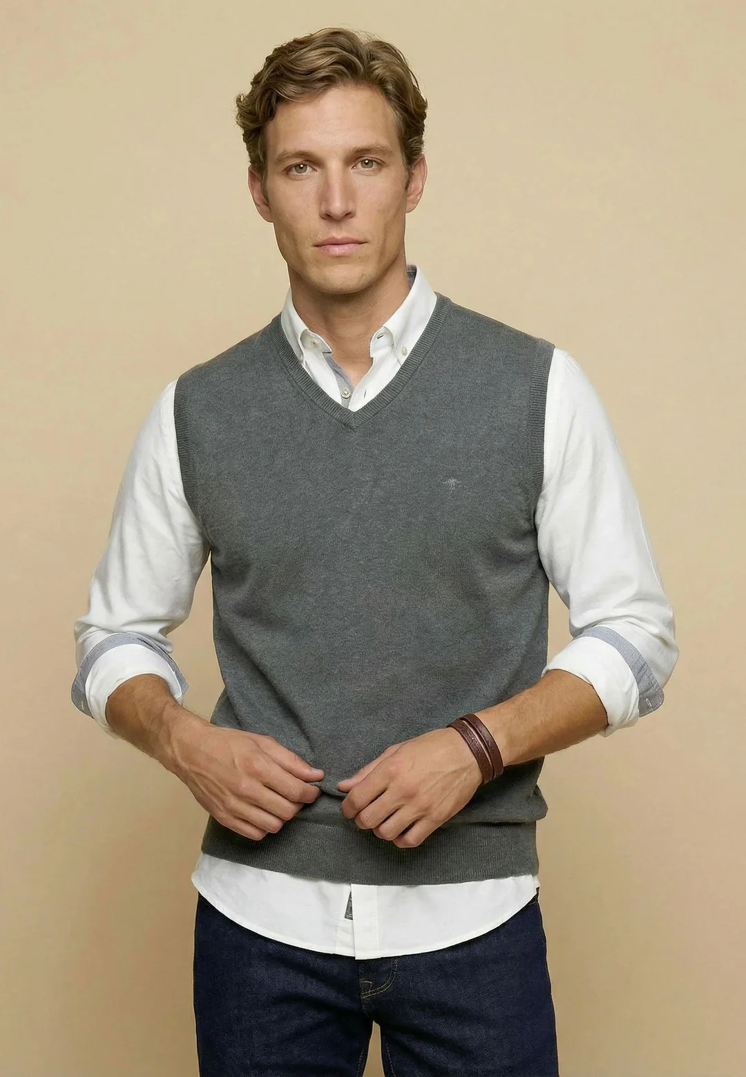 Fynch Hatton Slipover Superfine Sweater - Grey - M