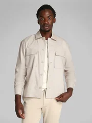Calvin Klein Linen Lyocell Over Shirt - Grey - S