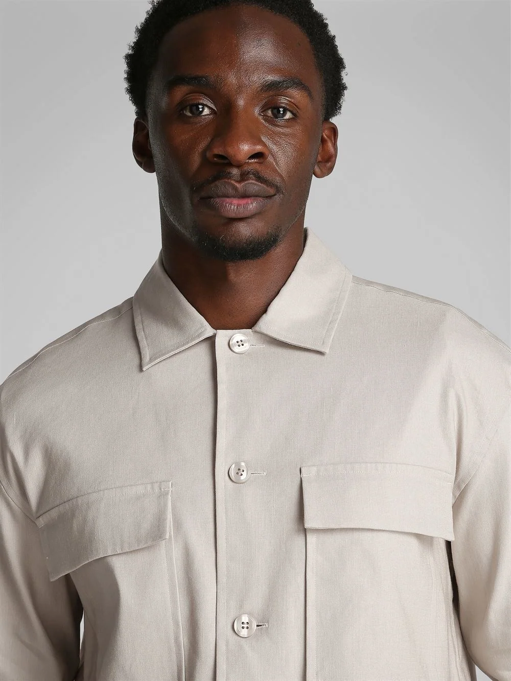 Calvin Klein Linen Lyocell Over Shirt - Grey - S