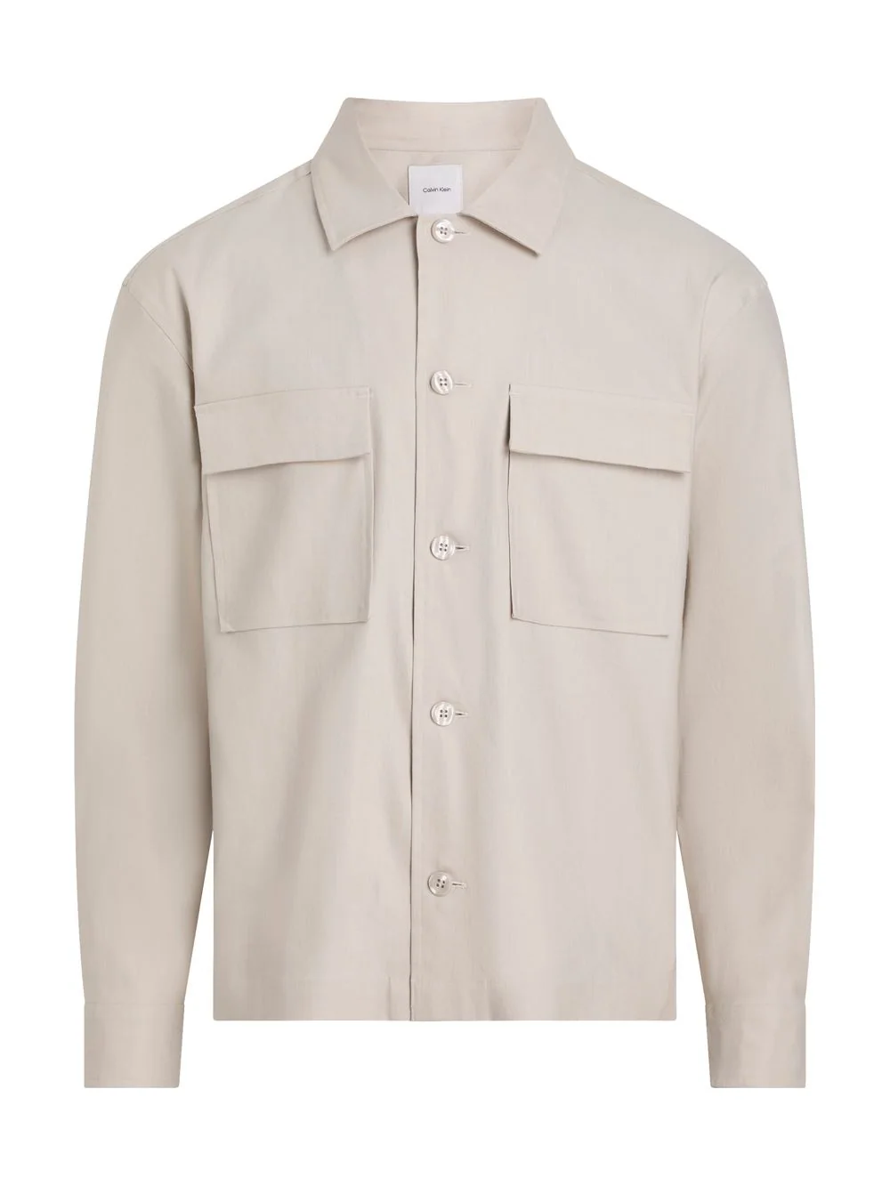 Calvin Klein Linen Lyocell Over Shirt - Grey - S