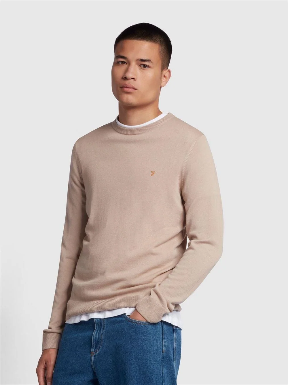 Farah Mullen Merino Jumper - Light Beige - XL
