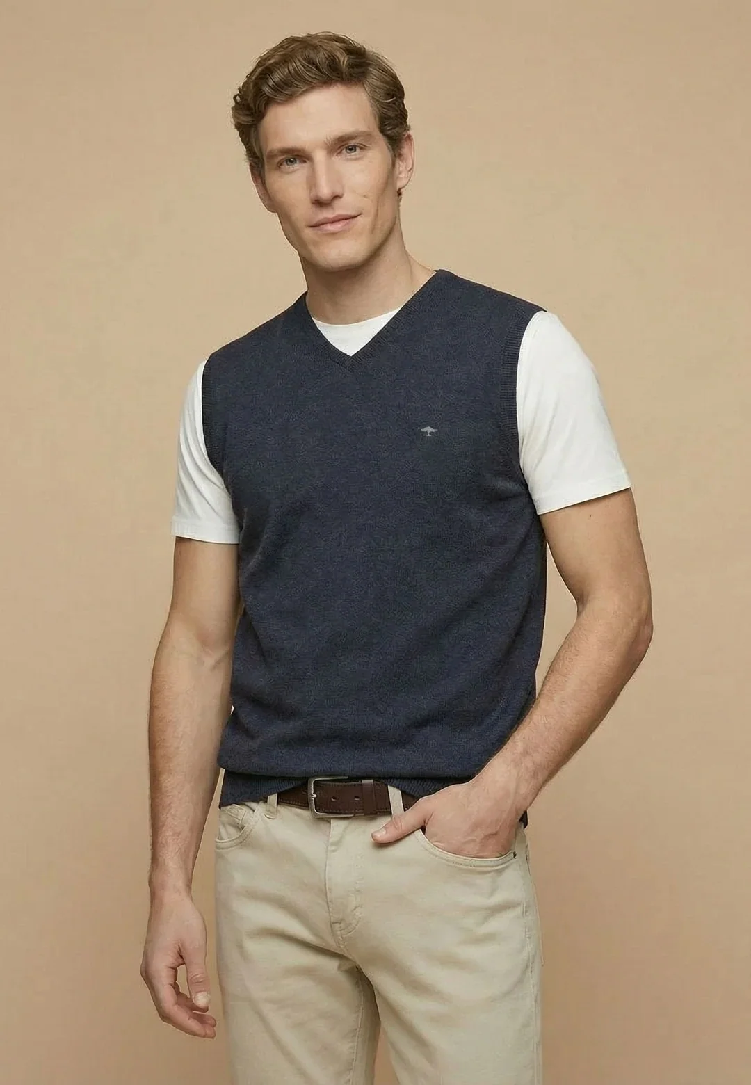Fynch Hatton Slipover Superfine Sweater - Blue - L