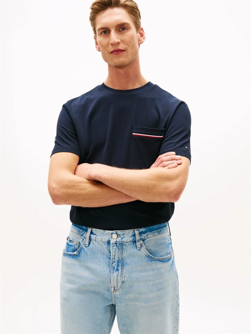 Tommy Hilfiger Global Stripe Pocket Pique Jersey T-Shirt - Navy - L