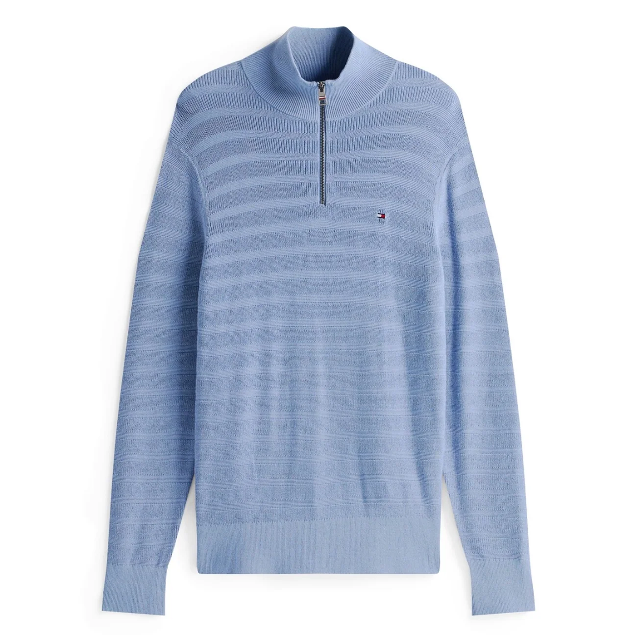 Tommy Hilfiger Textured Stripe Quarter-Zip Jumper - Blue - 2XL