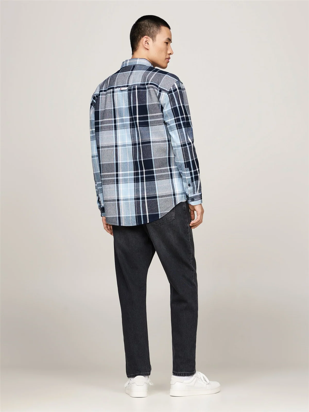 Tommy Jeans Logo Brushed Flannel Relaxed Shirt - Navy - XL