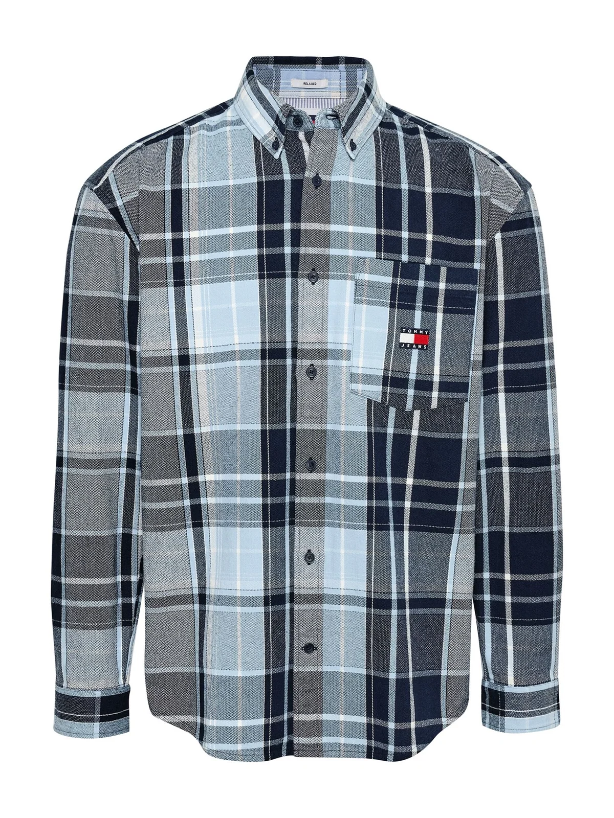 Tommy Jeans Logo Brushed Flannel Relaxed Shirt - Navy - XL