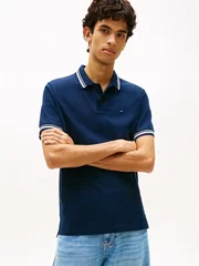 Tommy Jeans Tommy Flag Regular Fit Tipped Polo Shirt - Dark Blue - S