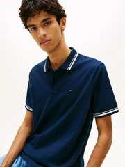 Tommy Jeans Tommy Flag Regular Fit Tipped Polo Shirt - Dark Blue - S