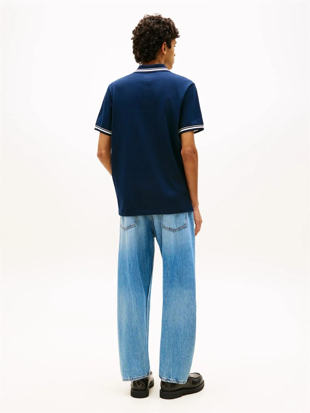 Tommy Jeans Tommy Flag Regular Fit Tipped Polo Shirt - Dark Blue - S