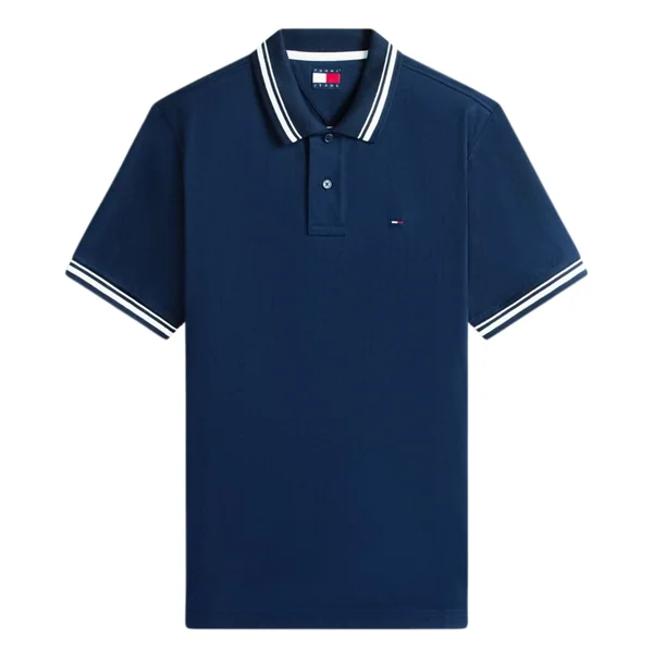 Tommy Jeans Tommy Flag Regular Fit Tipped Polo Shirt - Dark Blue - S