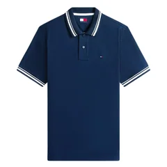 Tommy Jeans Tommy Flag Regular Fit Tipped Polo Shirt - Dark Blue - S
