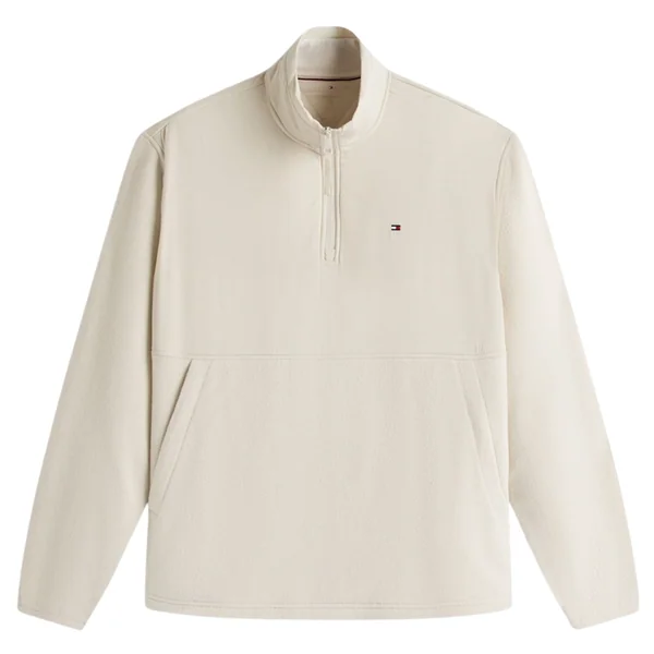 Tommy Hilfiger Performance Mixed Texture Quarter-Zip Jumper - Beige - S
