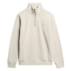 Superdry Essential Logo Henley Half Zip Sweatshirt - Beige - L