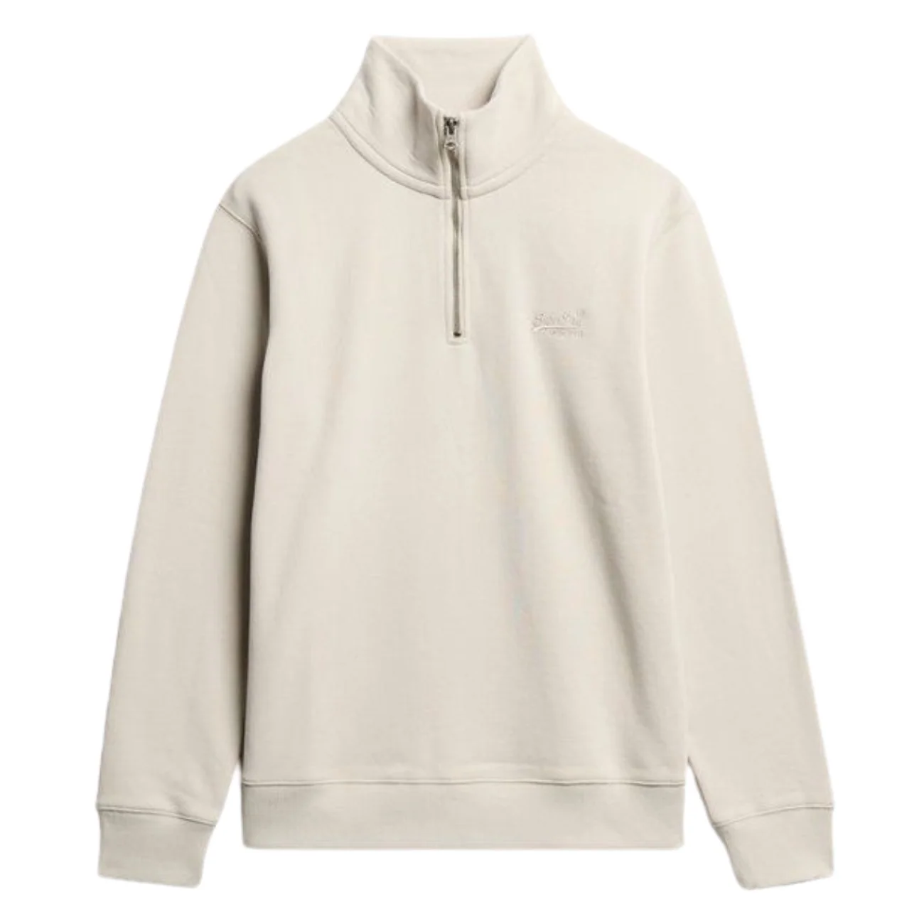 Superdry Essential Logo Henley Half Zip Sweatshirt - Beige - L