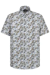 Bugatti Casual Leaf Print Short Sleeve Shirt - Beige - XL