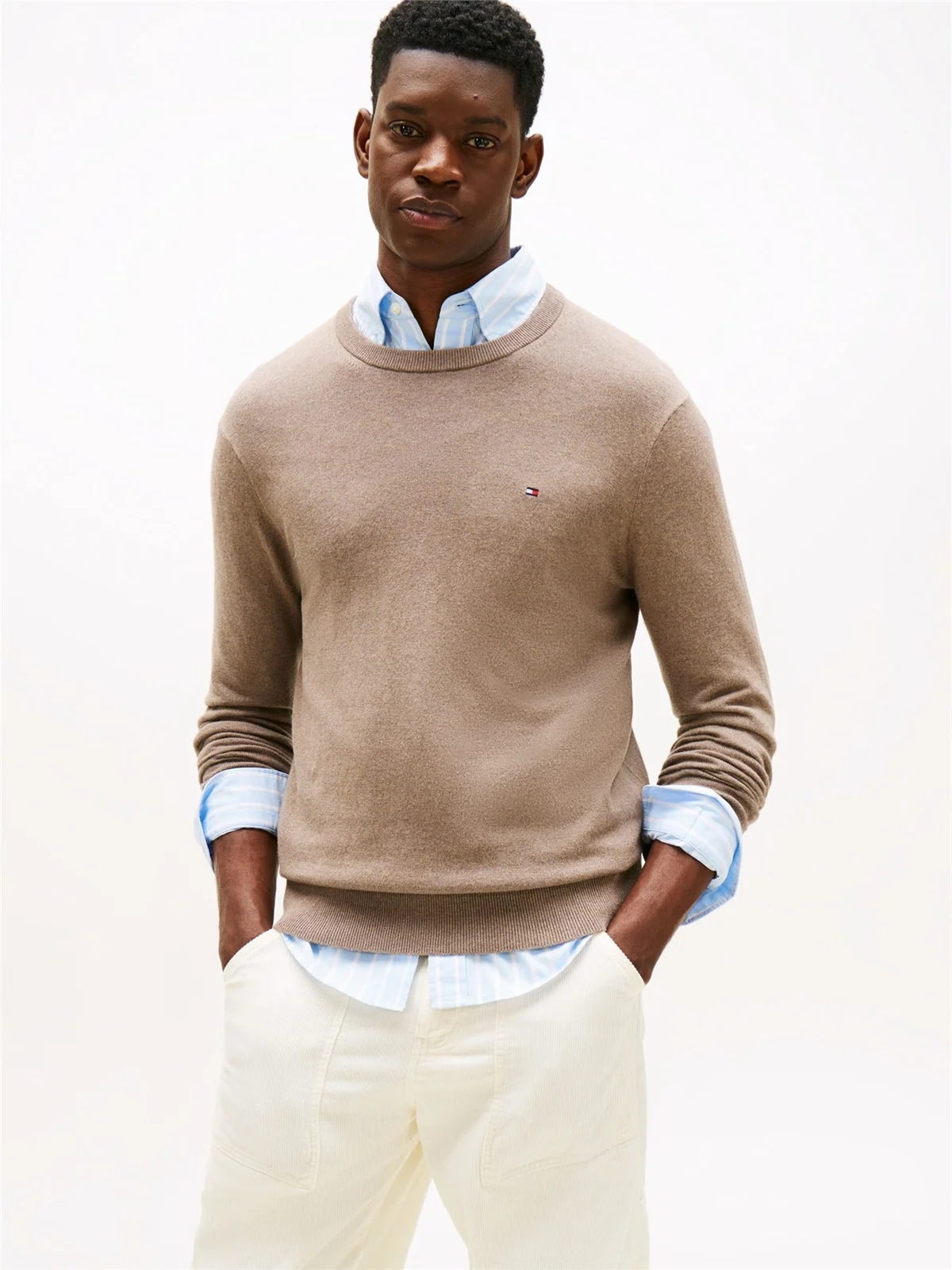 Tommy Hilfiger Crew Neck Jumper With Cashmere - Beige - 2XL