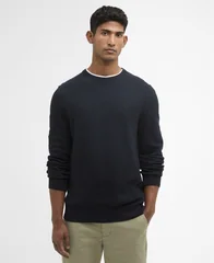 Barbour Essential Honeycomb Crew Neck Sweater - Navy - 2XL