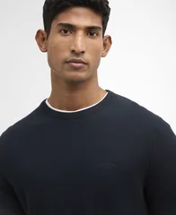 Barbour Essential Honeycomb Crew Neck Sweater - Navy - 2XL