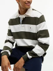 Tommy Hilfiger Essential Stripe Rugby Shirt - Green - L